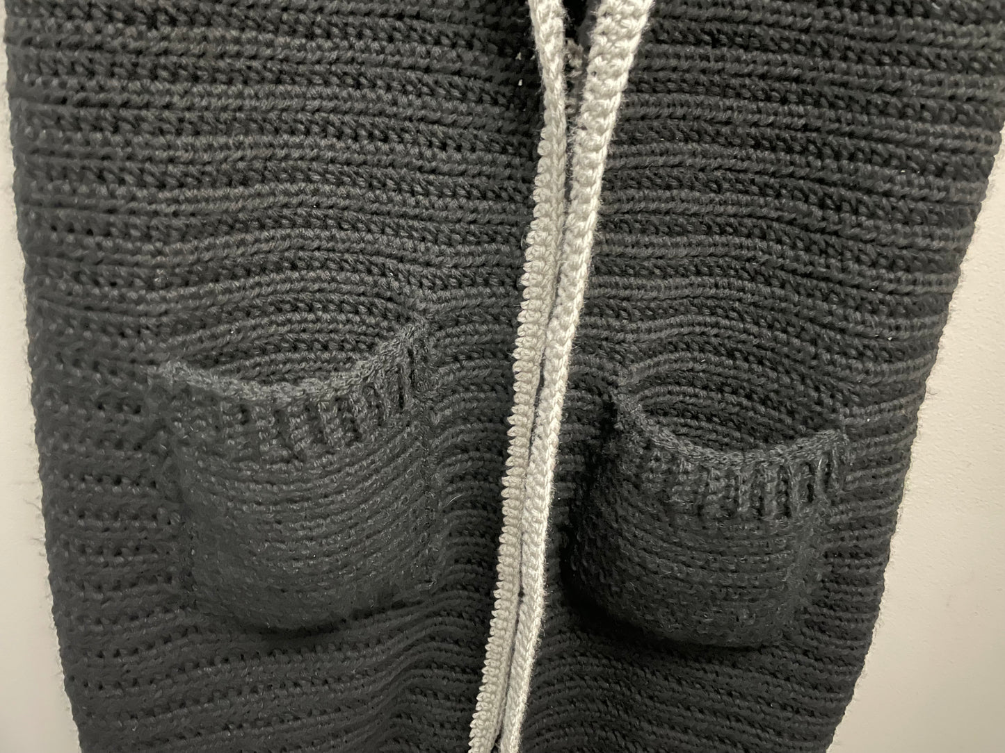 “That’s an assumption.” Long, Hooded, Sleeveless Cardigan/Vest (Black and Silver)