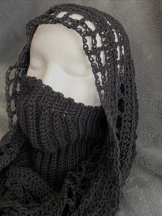 Black Wasteland Hood/Mesh Hood with Face Shield