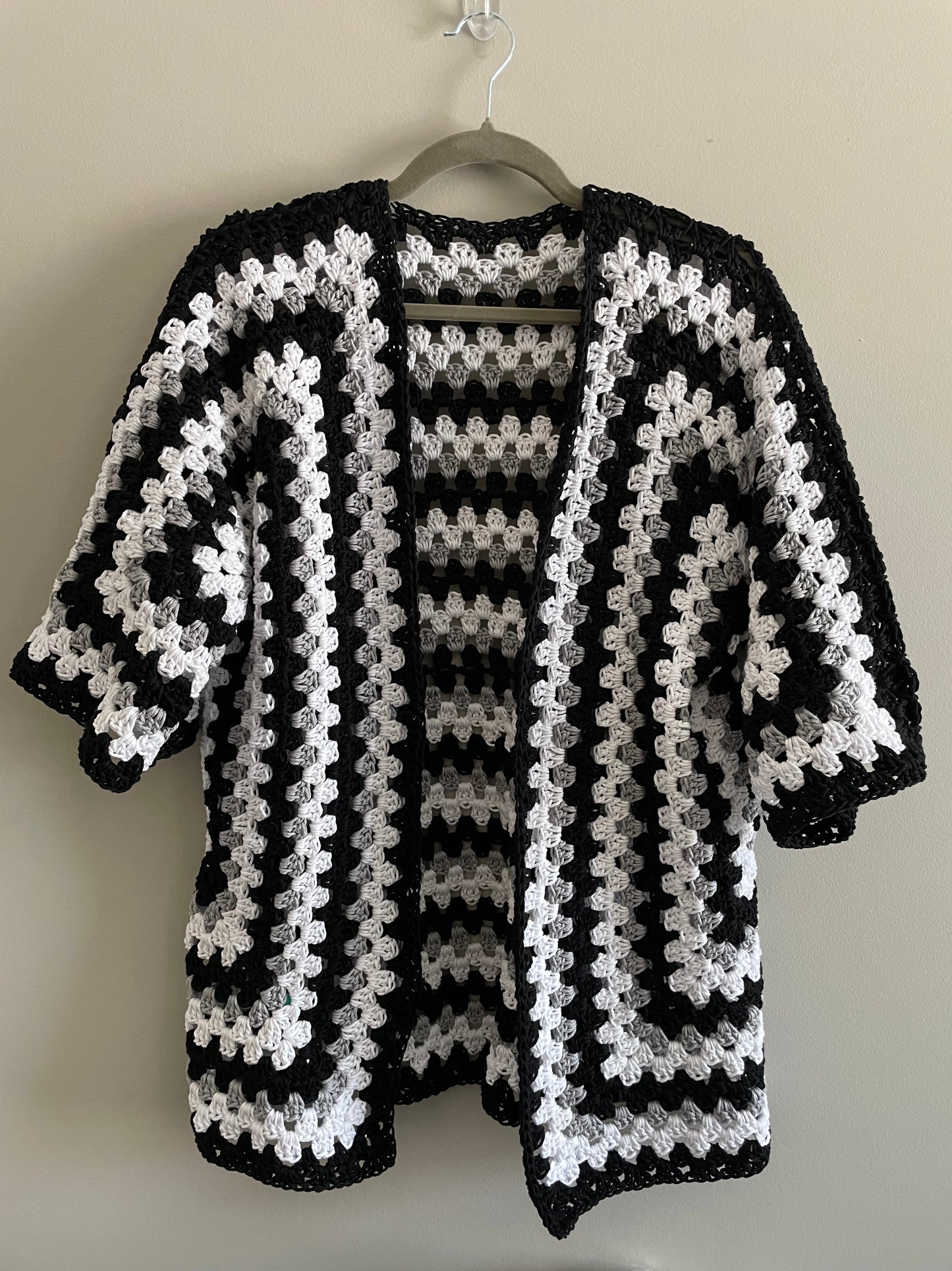 Neutrals Short Sleeve Cardigan - Black, Grey, and White Cardigan Style Shirt