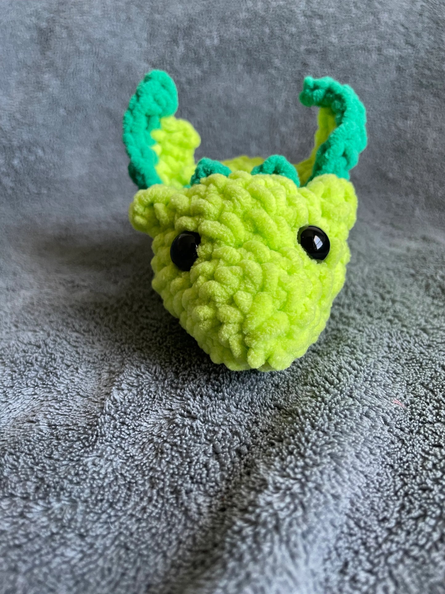 Lime Green Dragon Plush with Kelly Green Accents and Black Eyes