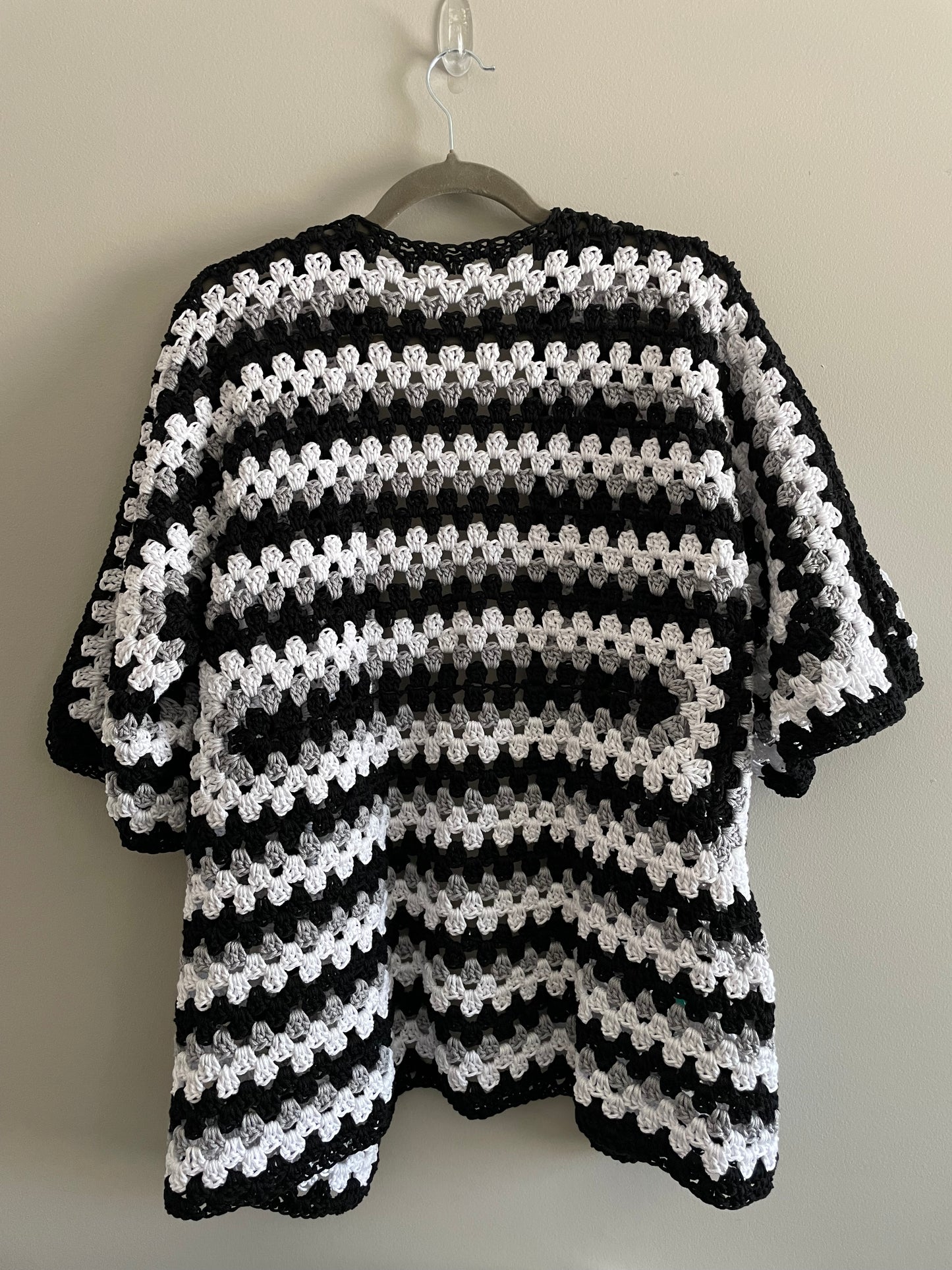 Neutrals Short Sleeve Cardigan - Black, Grey, and White Cardigan Style Shirt