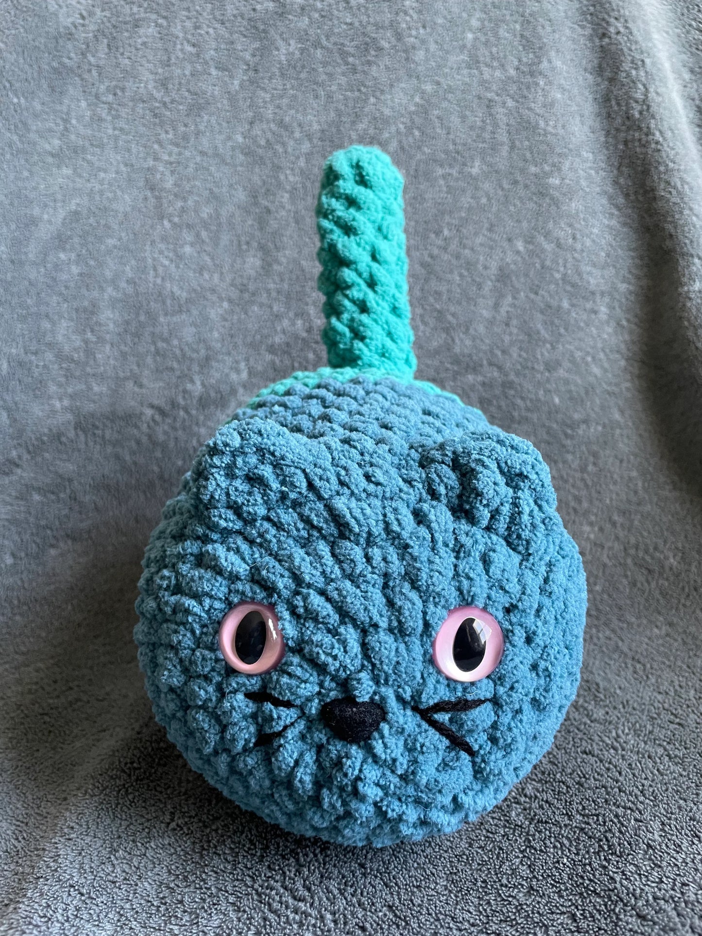 Teal and Turquoise Loaf Cat with Light Pink Eyes