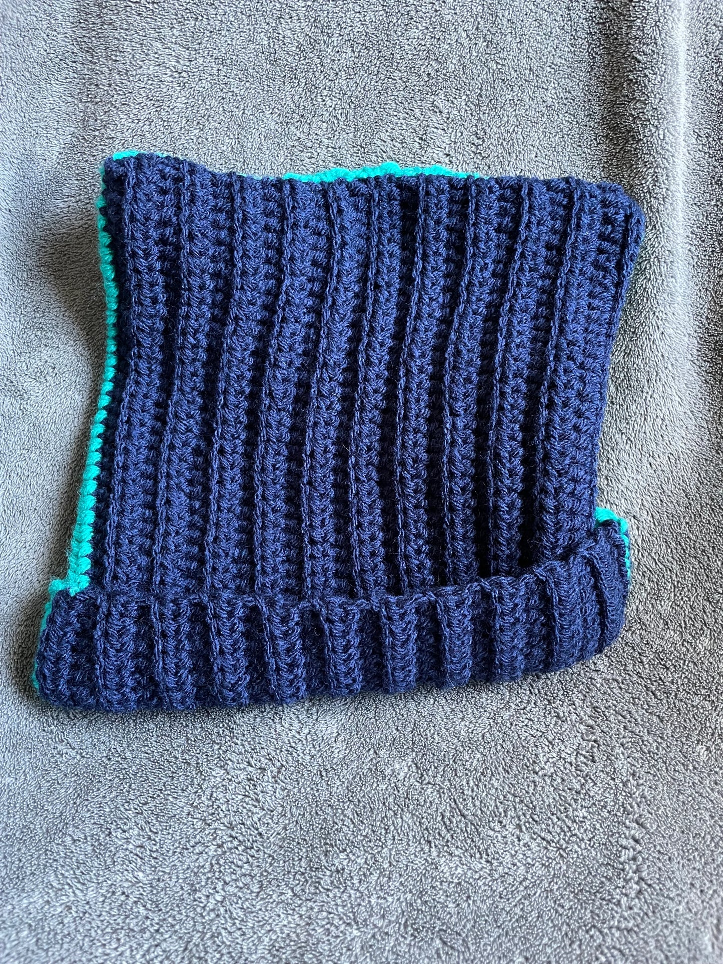 Two Tone Cat Ear Hat - Jade and Navy