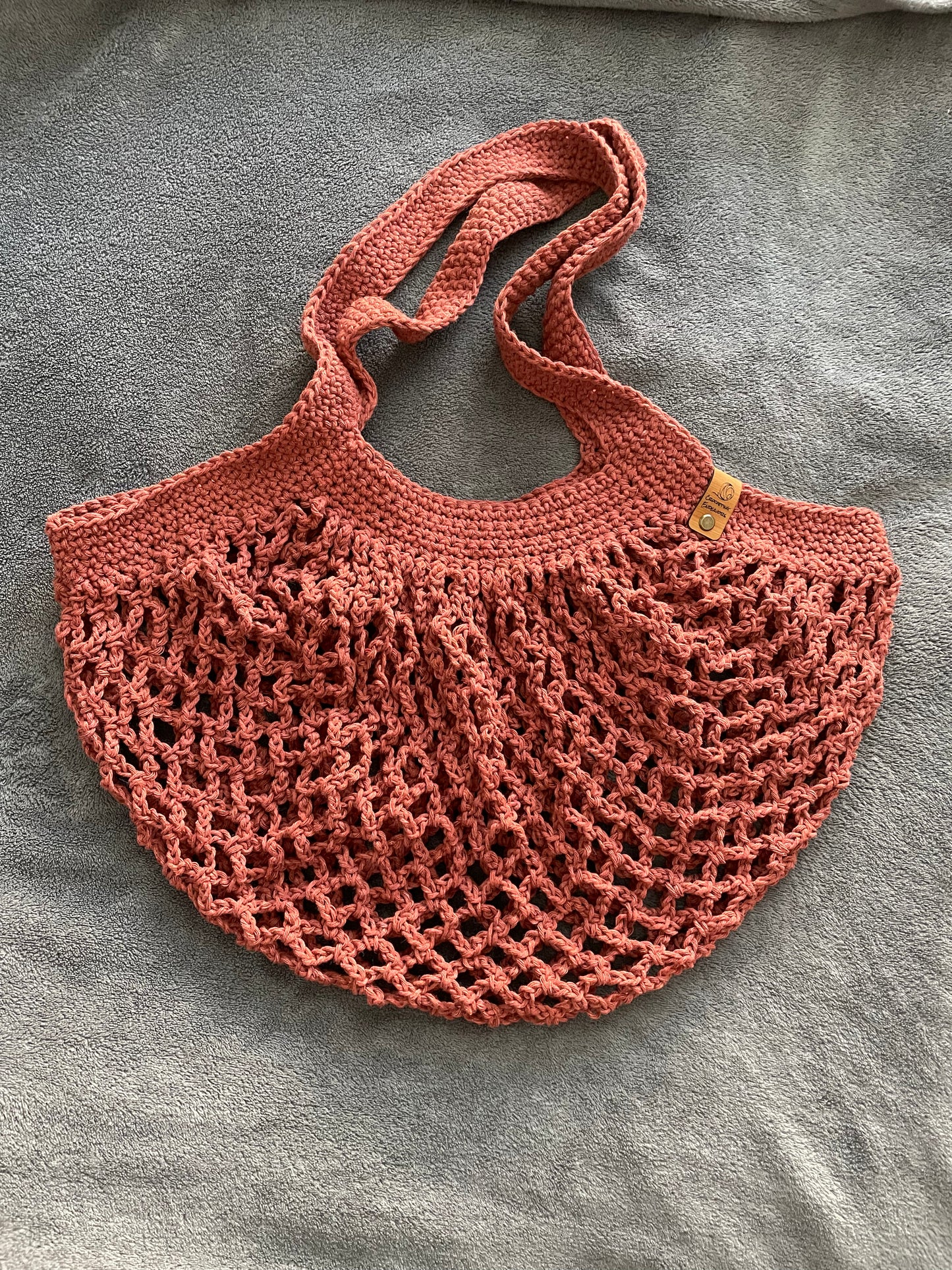 Large Burnt Orange Mesh Market Bag