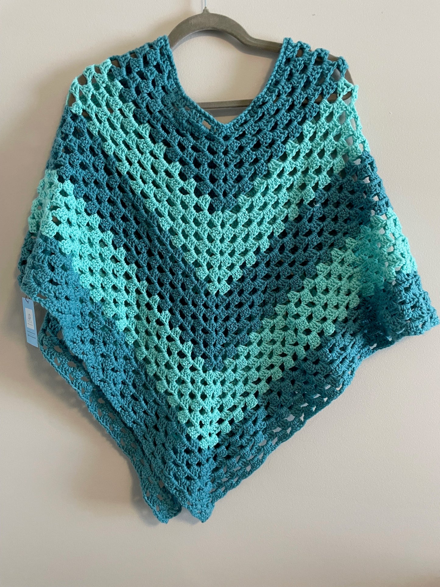 Teal and Turquoise Striped Poncho