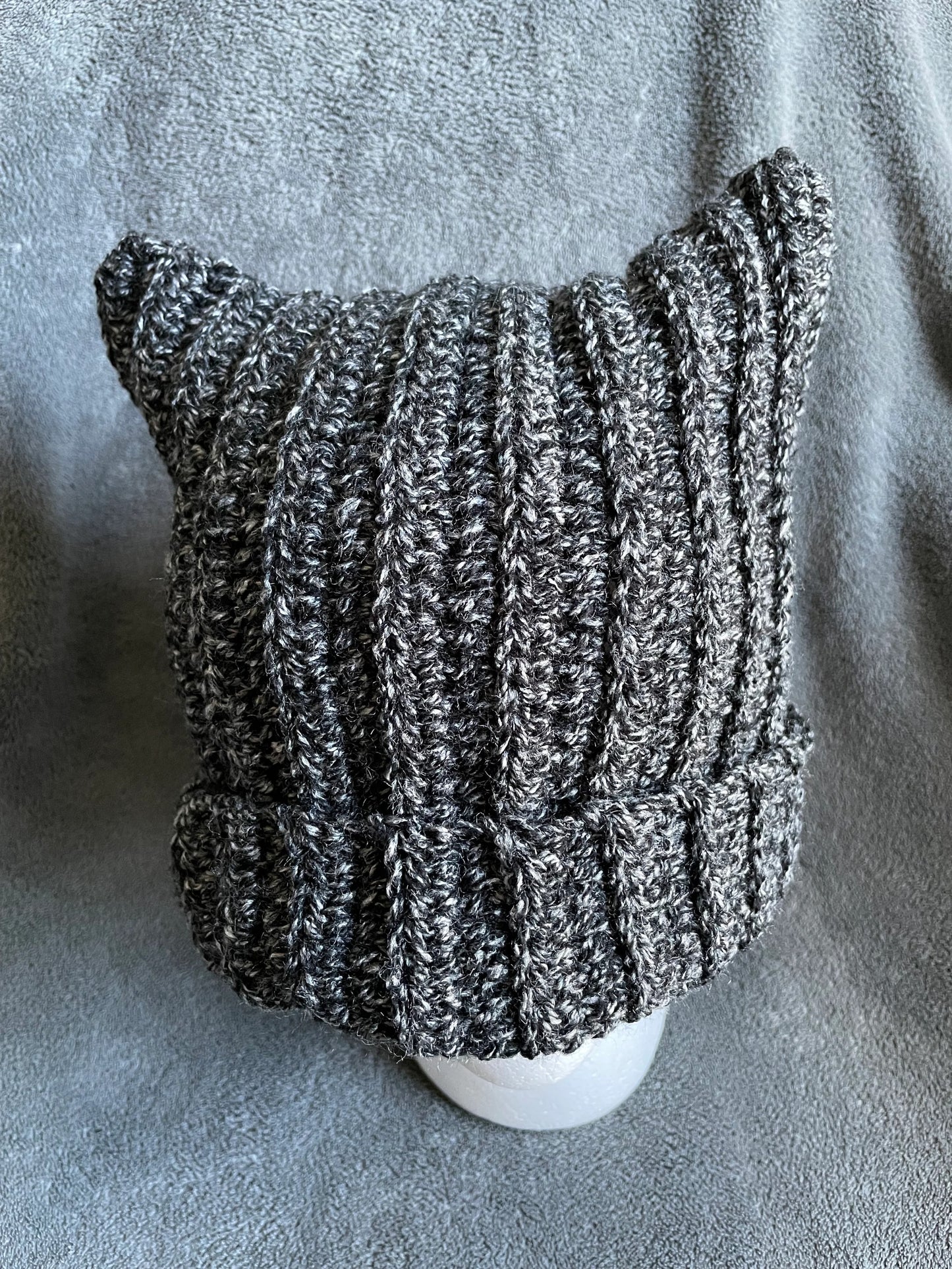 Heathered Black Cat Ear Hat