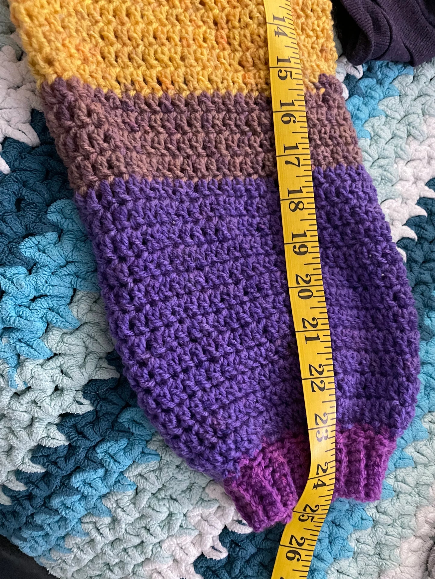 Large Colorful Cropped Crocheted Sweater - Warm Colors
