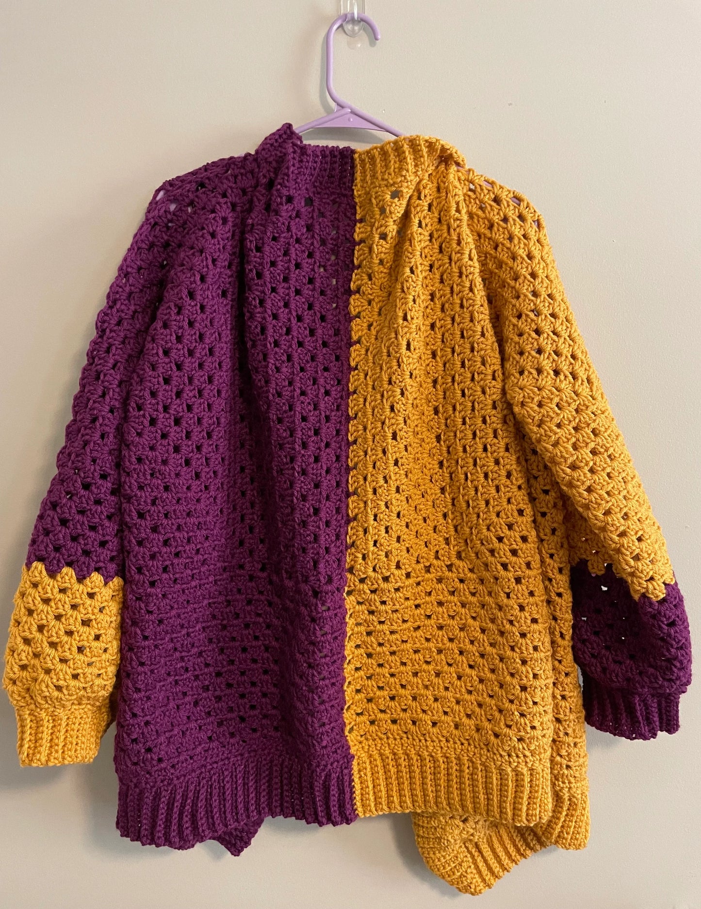 Dark Purple and Gold Cardigan - Approximately 3XL/4XL