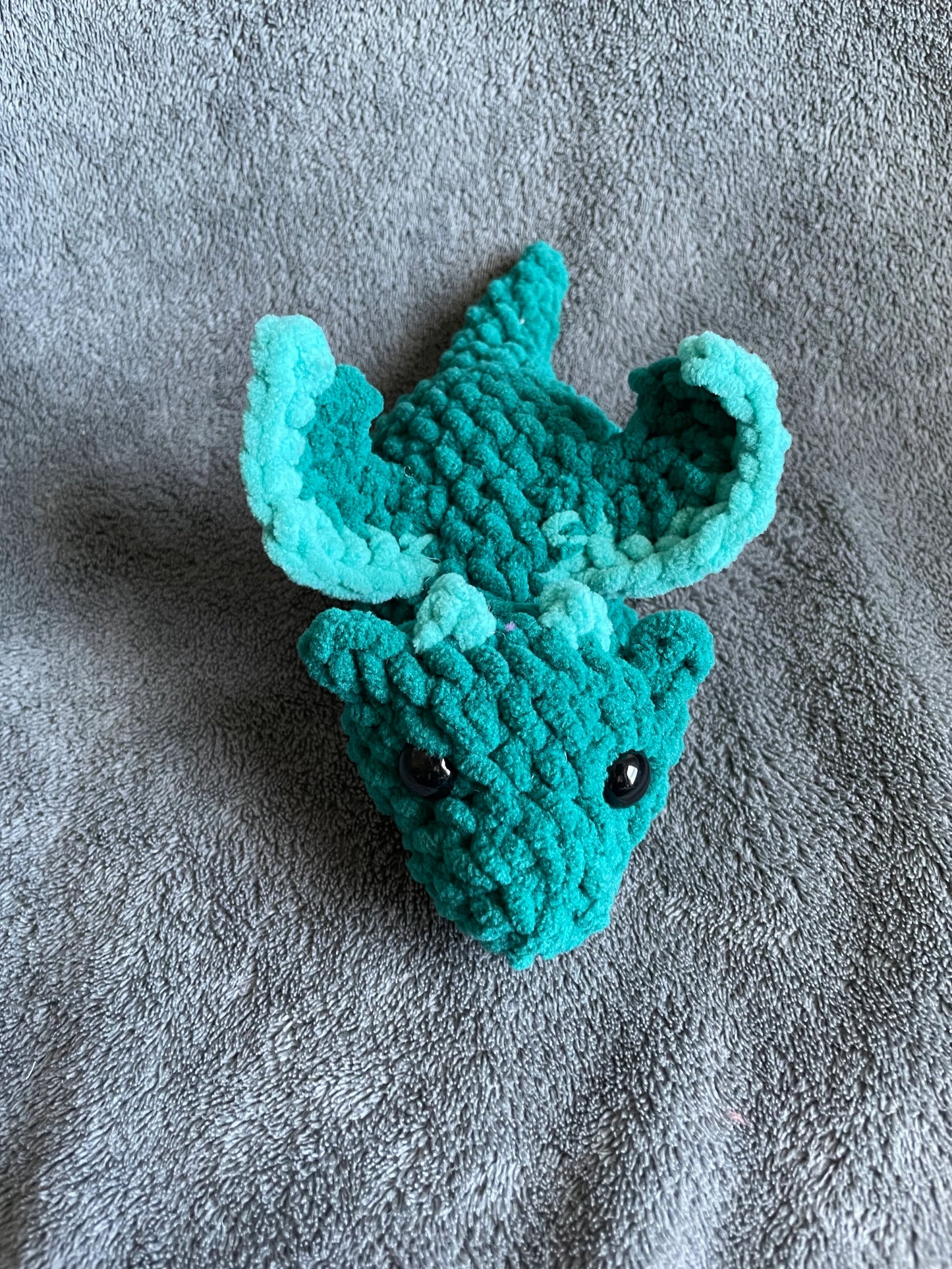 Teal Dragon Plush with Turquoise Accents and Black Eyes