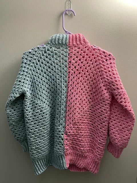 Small Blue and Pink Granny Stitch Cardigan
