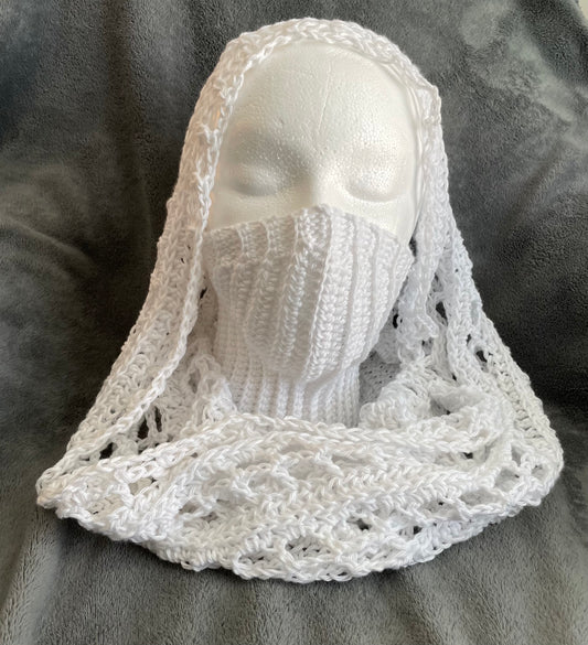 White Wasteland Hood/Mesh Hood with Face Shield