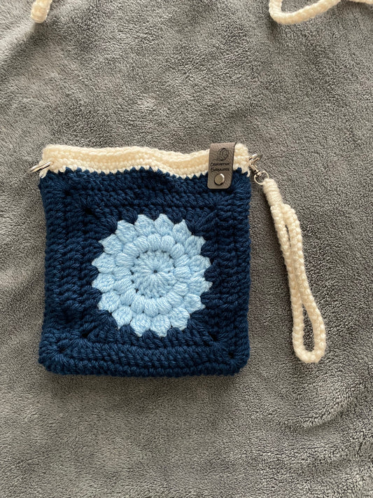 Small Bag - Sky Blue and Navy Blue with Interchangeable Straps