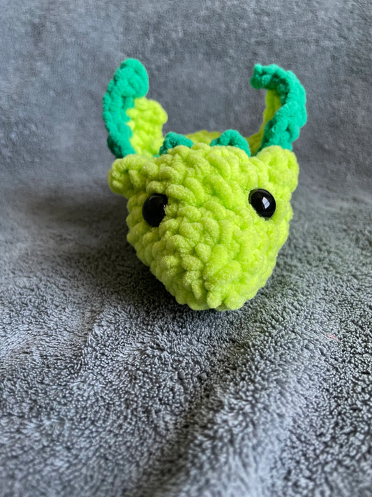 Lime Green Dragon Plush with Kelly Green Accents and Black Eyes