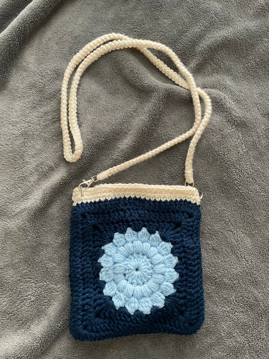 Small Bag - Sky Blue and Navy Blue with Interchangeable Straps