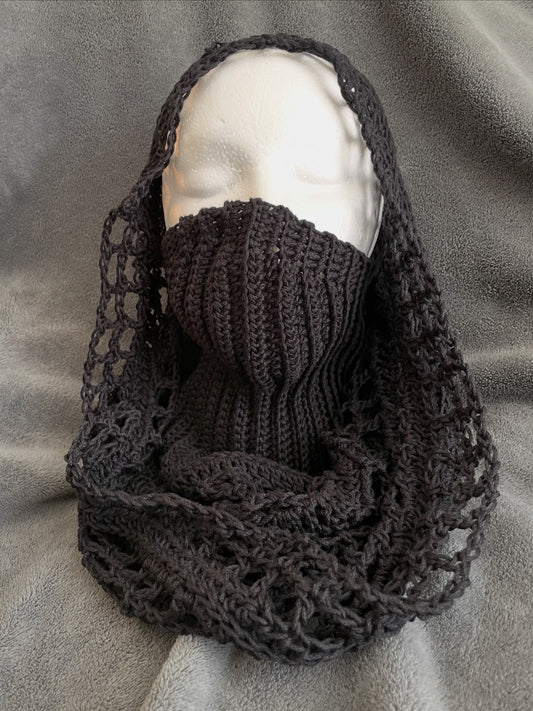 Black Wasteland Hood/Mesh Hood with Face Shield