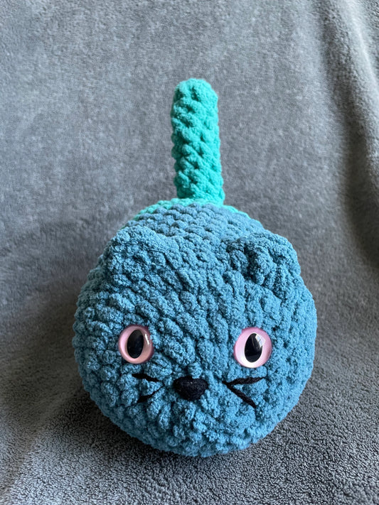 Teal and Turquoise Loaf Cat with Light Pink Eyes