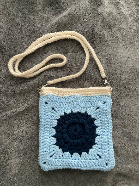 Small Bag - Navy and Sky Blue with Interchangeable Straps