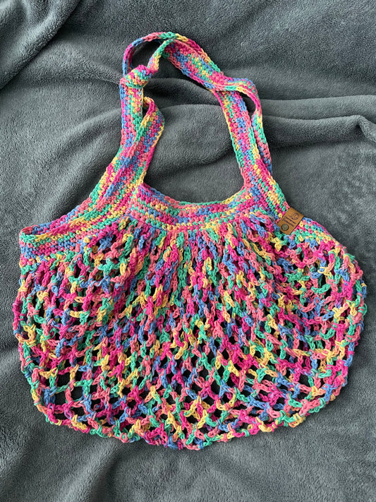 Large Rainbow Mesh Market Bag