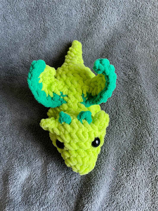 Lime Green Dragon Plush with Kelly Green Accents and Black Eyes