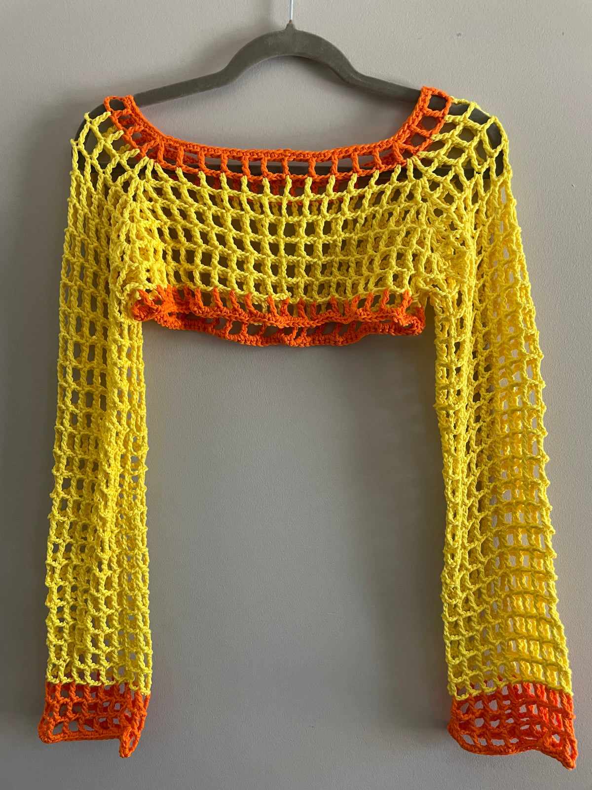 Yellow and Orange Mesh Sleeves/ Bolero