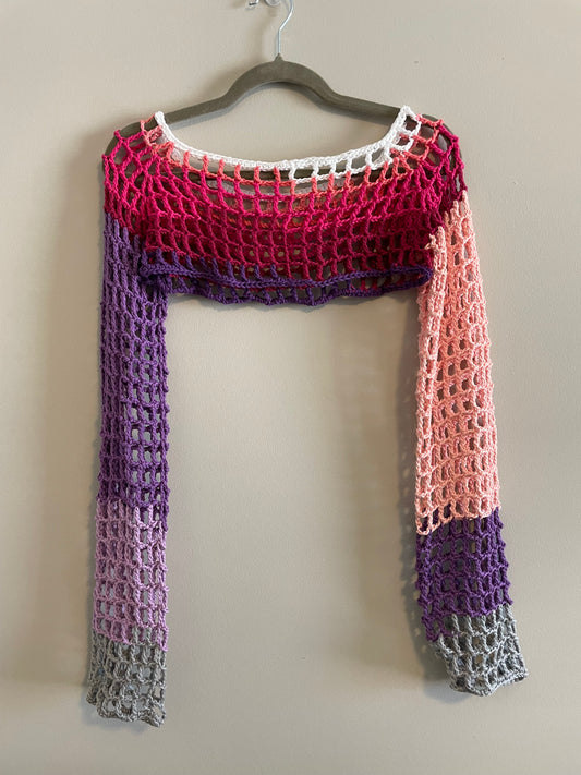 Purples and Pinks Mesh Sleeves/ Bolero