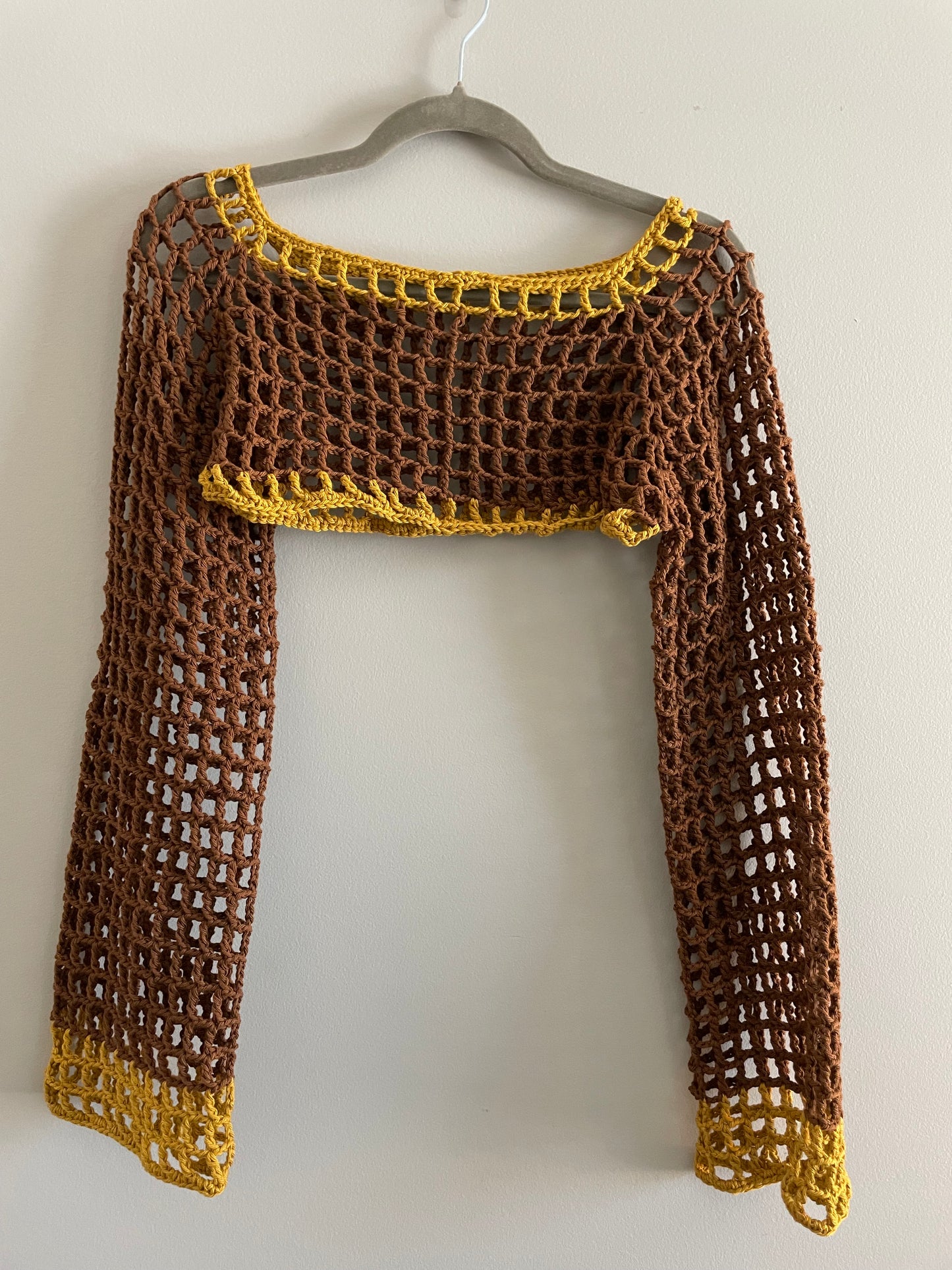 Brown and Gold Mesh Sleeves/ Bolero