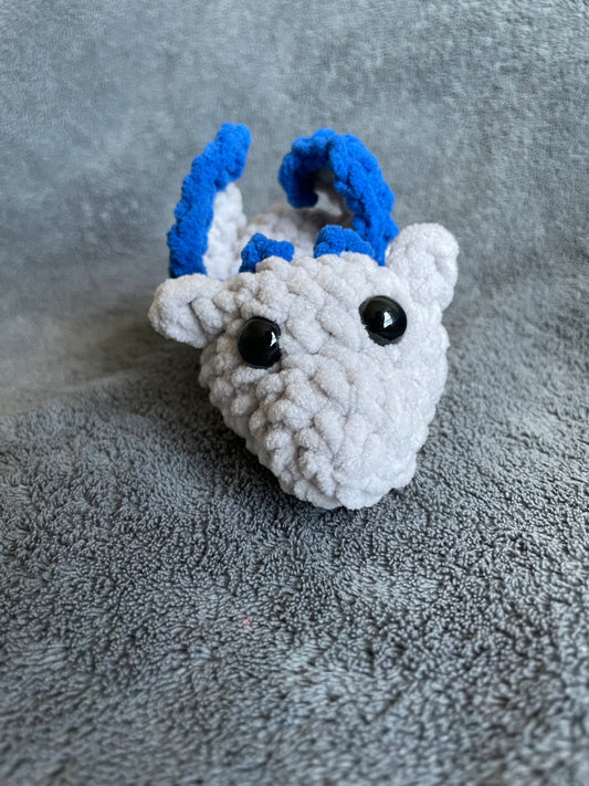 Silver Dragon Plush with Royal Blue Accents and Black Eyes