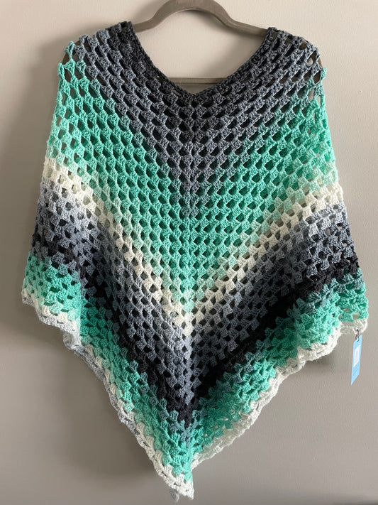 Mint Greens and Greys Poncho