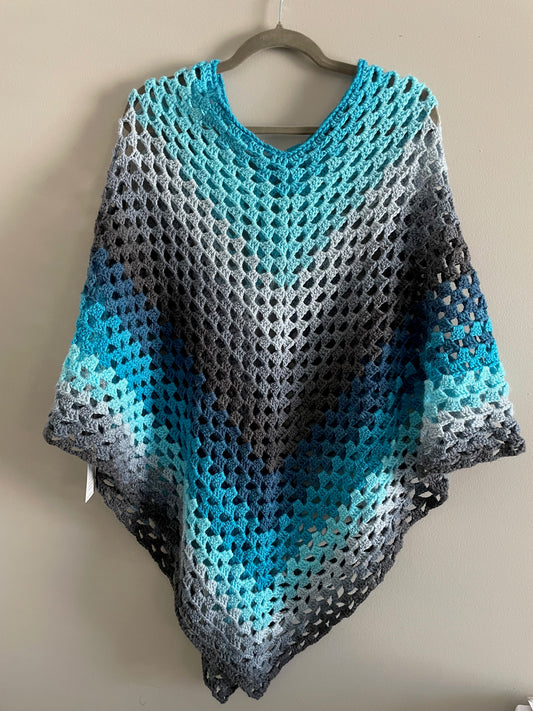 Icy Blues and Greys Poncho