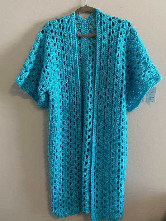 Bright Blue Summer Cardigan/Swimsuit Cover - Medium