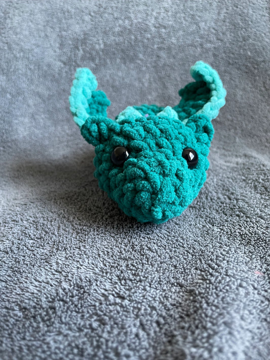 Teal Dragon Plush with Turquoise Accents and Black Eyes