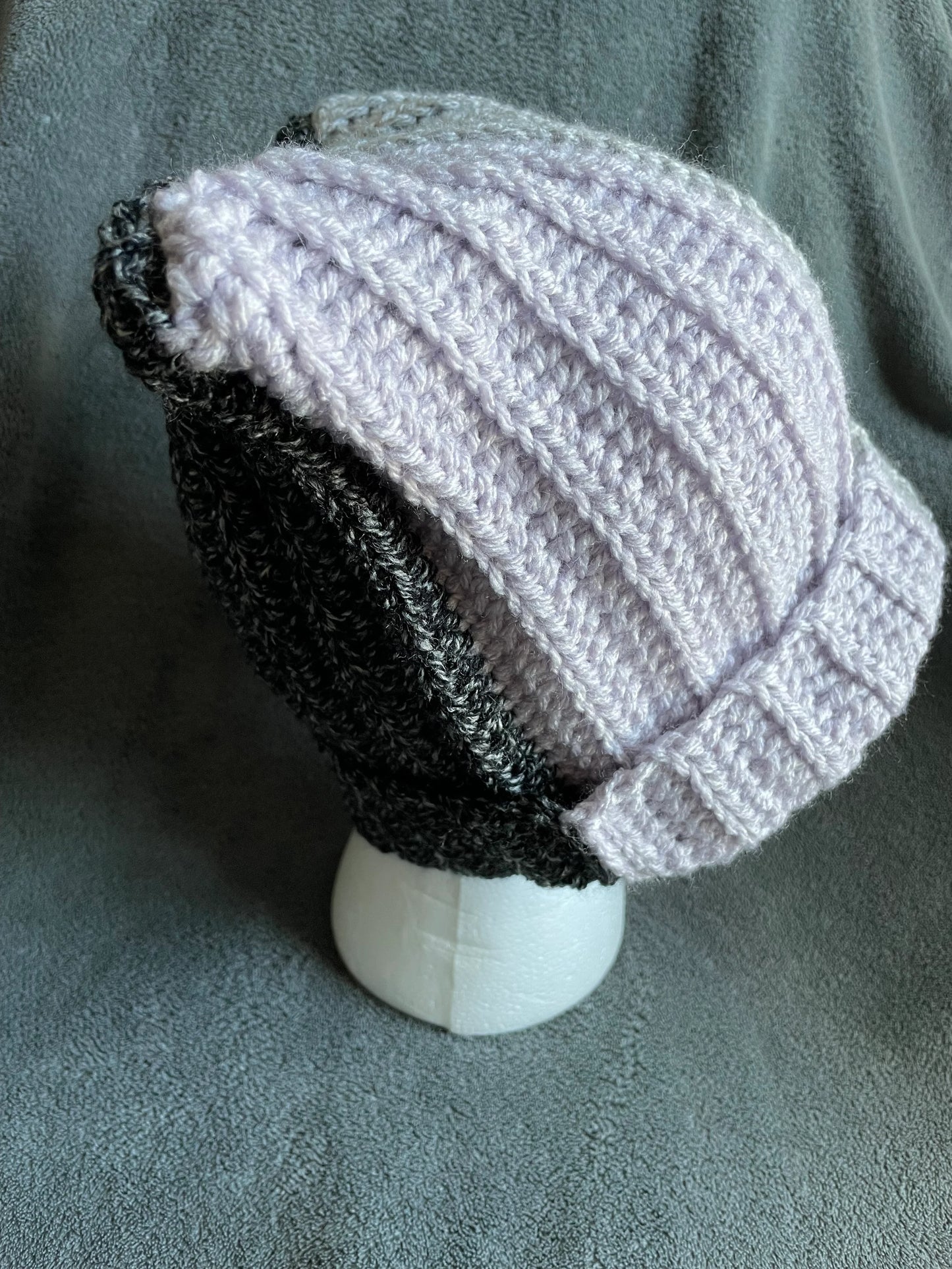 Tri-Colored Cat Ear Hat - Heathered Blue, Purple, and Black