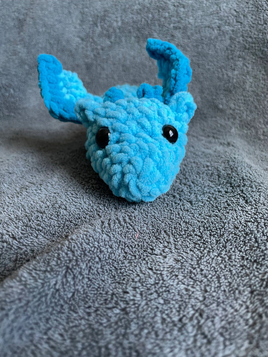 Light Blue Dragon Plush with Medium Blue Accents and Black Eyes