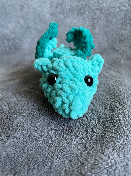 Turquoise Dragon Plush with Teal Accents and Black Eyes
