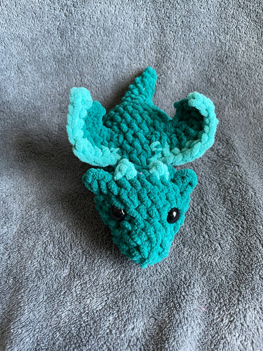 Teal Dragon Plush with Turquoise Accents and Black Eyes